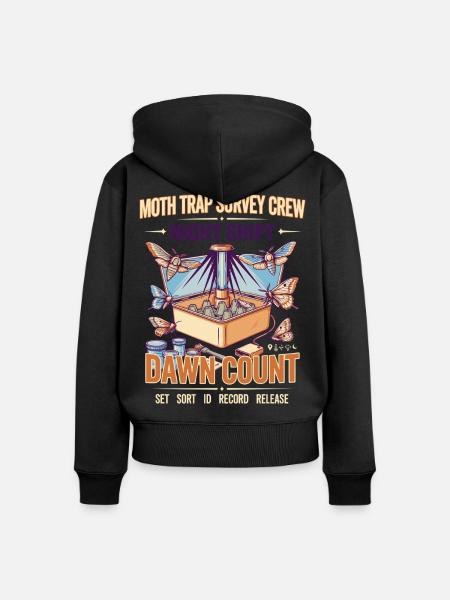 Nachtdienst Mottenfalle Morgendämmerung - Frauen Premium Bio Zip Hoodie - Schwarz