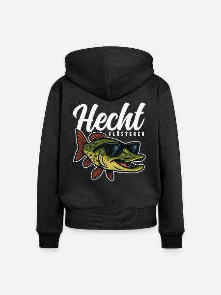 Hecht mit Sonnenbrille - Frauen Premium Bio Zip Hoodie - Schwarz