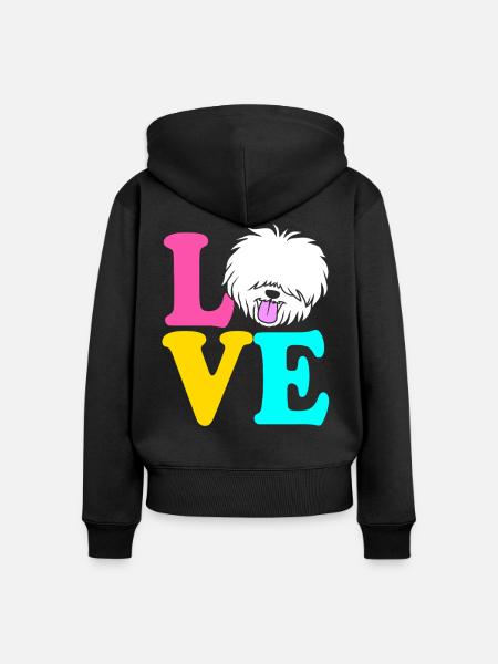 Englischer Schäferhund - Frauen Premium Bio Zip Hoodie - Schwarz