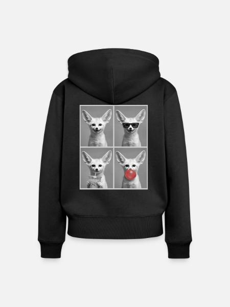 Wüstenfuchs Fennek - Frauen Premium Bio Zip Hoodie - Schwarz