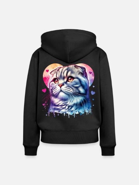 Faltohrkatze - Frauen Premium Bio Zip Hoodie - Schwarz