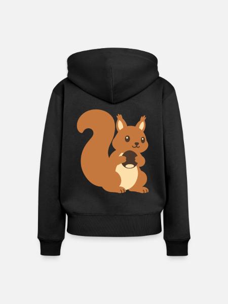 Eichhörnchen Haselnuss Illustration Geschenkidee - Frauen Premium Bio Zip Hoodie - Schwarz