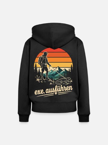 Programmierer Humor exe Echse ausführen - Frauen Premium Bio Zip Hoodie - Schwarz