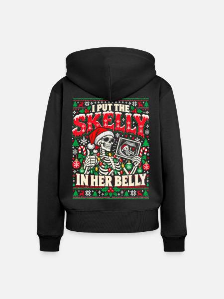 Skelett Santa Weihnachten - Frauen Premium Bio Zip Hoodie - Schwarz