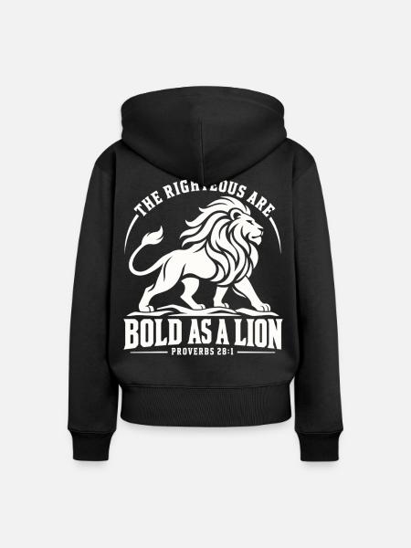 Bibel Spruch Mut und Glaube Löwe - Frauen Premium Bio Zip Hoodie - Schwarz