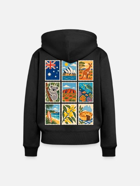 Australien Briefmarken - Frauen Premium Bio Zip Hoodie - Schwarz