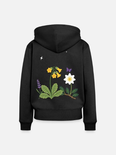 Blumen botanisch Pflanzenwelt Geschenkidee Design - Frauen Premium Bio Zip Hoodie - Schwarz