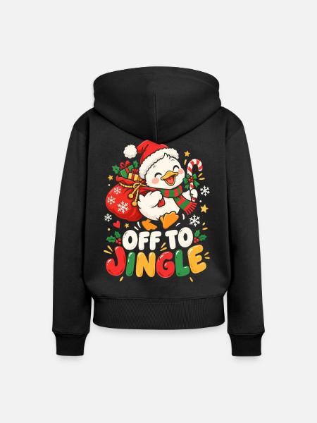 Weihnachts-Pinguin auf Tour - Frauen Premium Bio Zip Hoodie - Schwarz