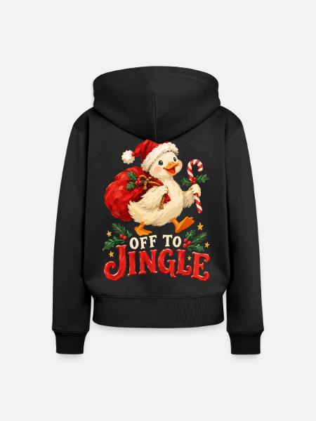Jingle Duck Weihnachtsfreude - Frauen Premium Bio Zip Hoodie - Schwarz