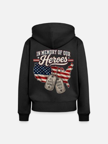In Erinnerung unserer Helden – Veteranenflagge - Frauen Premium Bio Zip Hoodie - Schwarz