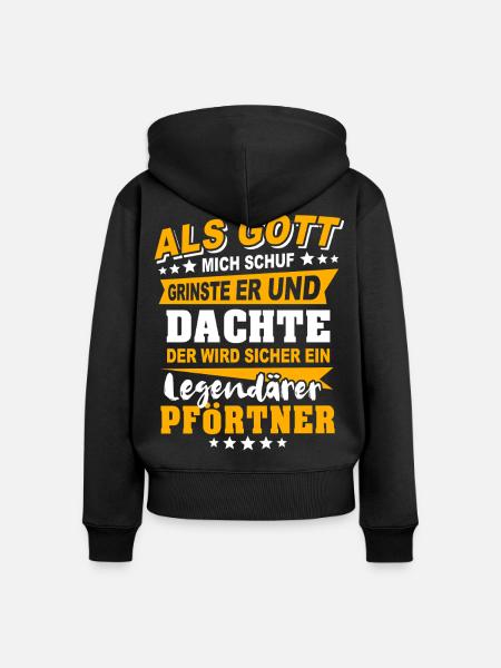 Pförtner Sprüche - Frauen Premium Bio Zip Hoodie - Schwarz