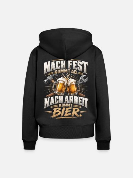 Nach Fest, Nach Arbeit, Bier - Frauen Premium Bio Zip Hoodie - Schwarz