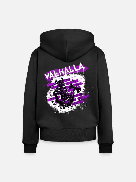 Valhalla Street Art Viking - Frauen Premium Bio Zip Hoodie - Schwarz