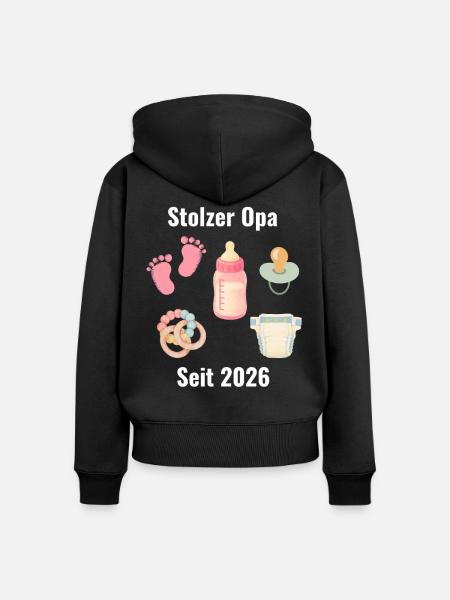 Stolzer Opa Seit 2026 - Frauen Premium Bio Zip Hoodie - Schwarz