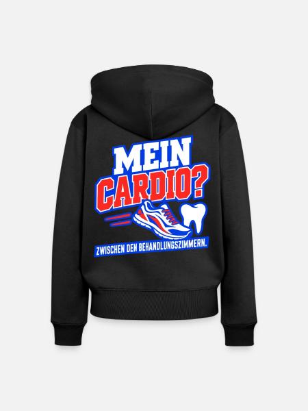 Mein Cardio? Zwischen den Behandlungszimmern! - Frauen Premium Bio Zip Hoodie - Schwarz
