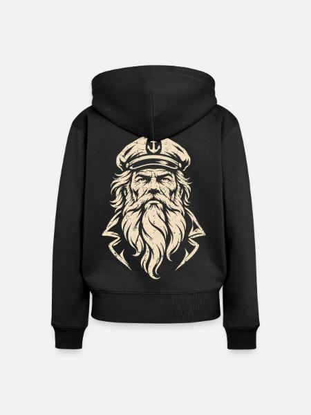 Alter Seemann – Norddeutscher Küstenstil - Frauen Premium Bio Zip Hoodie - Schwarz
