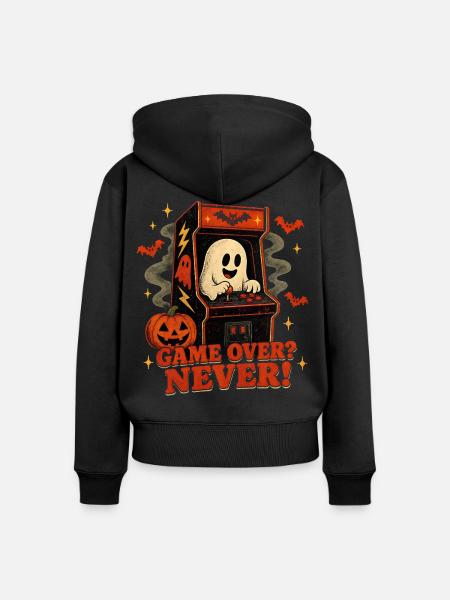 Halloween Gamer Geist Arcade Retro - Frauen Premium Bio Zip Hoodie - Schwarz