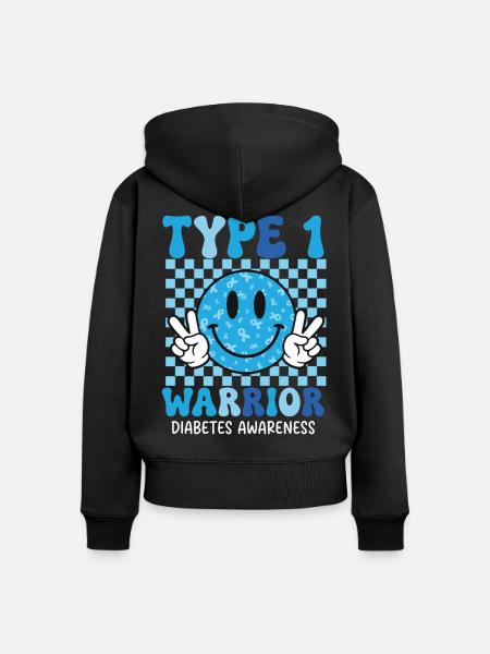 Typ-1-Krieger – Typ-1-Diabetes-Bewusstsein T1D - Frauen Premium Bio Zip Hoodie - Schwarz