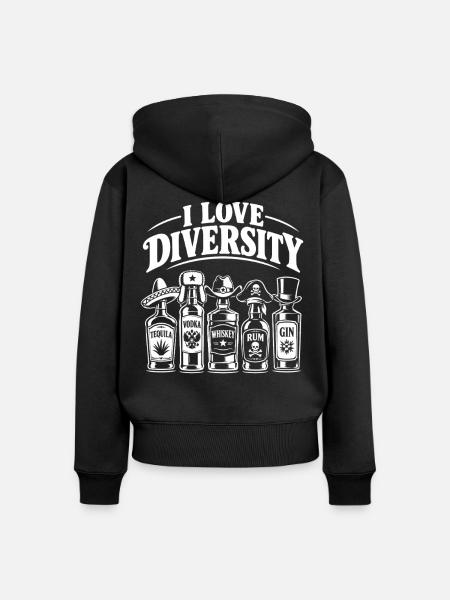 I Love Diversity - Spirituosen - Frauen Premium Bio Zip Hoodie - Schwarz