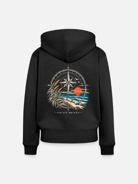 Maritime Windrose - Frauen Premium Bio Zip Hoodie - Schwarz