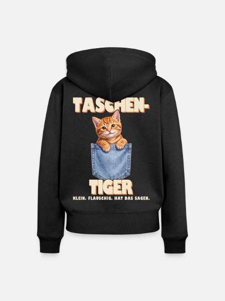 Katze Brusttasche lustig - Taschentiger - Frauen Premium Bio Zip Hoodie - Schwarz