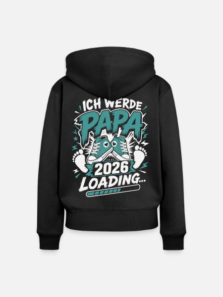Ich werde Papa Werdender Vater - Frauen Premium Bio Zip Hoodie - Schwarz