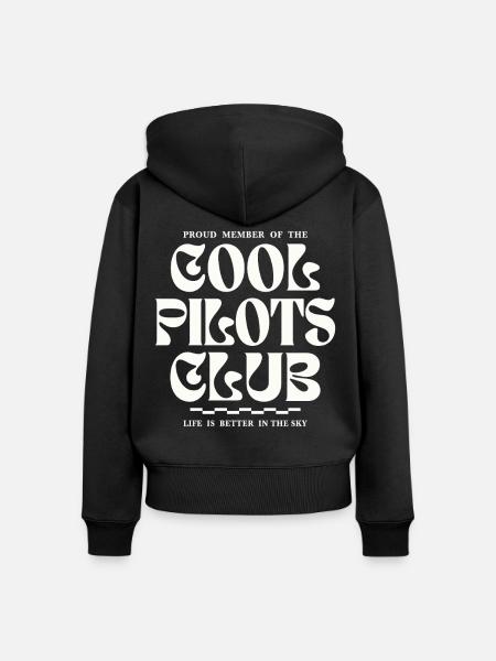 Cool Pilots Club Luftfahrt Design - Frauen Premium Bio Zip Hoodie - Schwarz