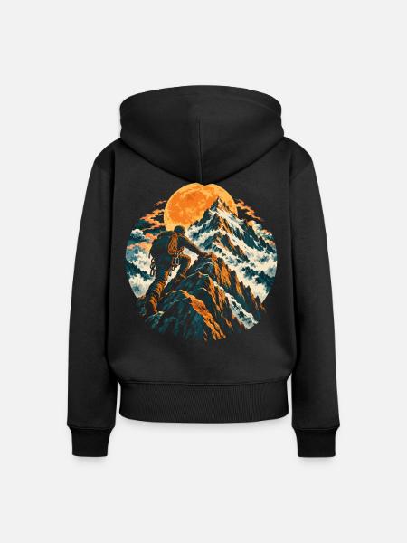 Klettern, Bergsteigen, Kletterer, Berg - Frauen Premium Bio Zip Hoodie - Schwarz