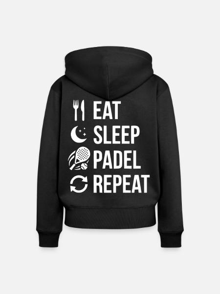 Eat Sleep Padel Repeat - Frauen Premium Bio Zip Hoodie - Schwarz