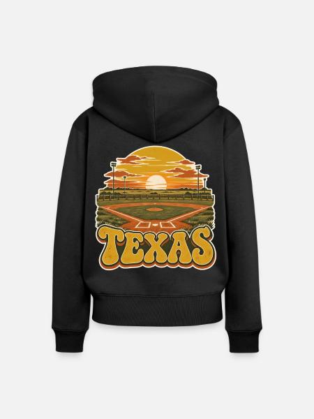 Texas Sonnenuntergang Baseballfeld - Frauen Premium Bio Zip Hoodie - Schwarz