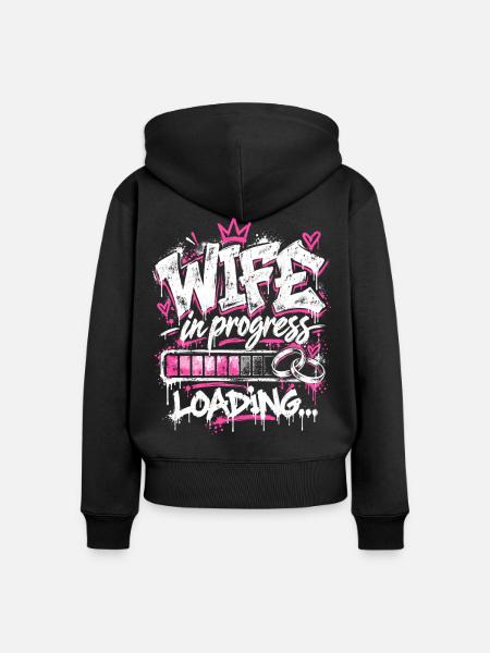 Wife of Progress Loading - Frauen Premium Bio Zip Hoodie - Schwarz