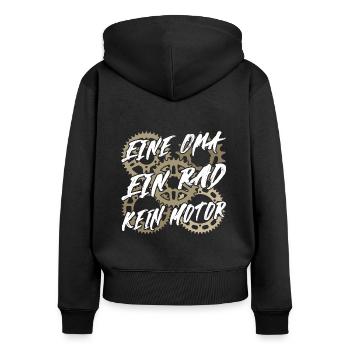 Eine Oma ein Rad kein Motor - Frauen Premium Bio Zip Hoodie - Schwarz - Hinten - Julia (174cm)