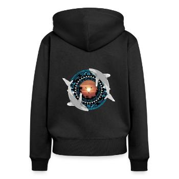 Oceanic whitetip sharks Hawaiian Polynesian - Women's Premium Organic Zip Hoodie - black - Back - Julia (174cm)
