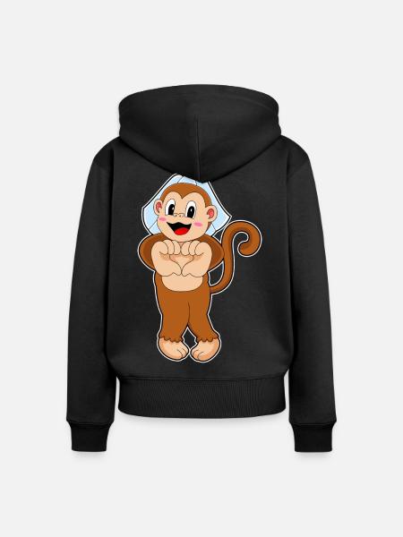 Affe Braut Schleier Hochzeit - Frauen Premium Bio Zip Hoodie - Schwarz