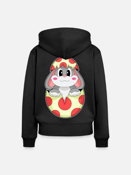Hase Ei - Frauen Premium Bio Zip Hoodie - Schwarz