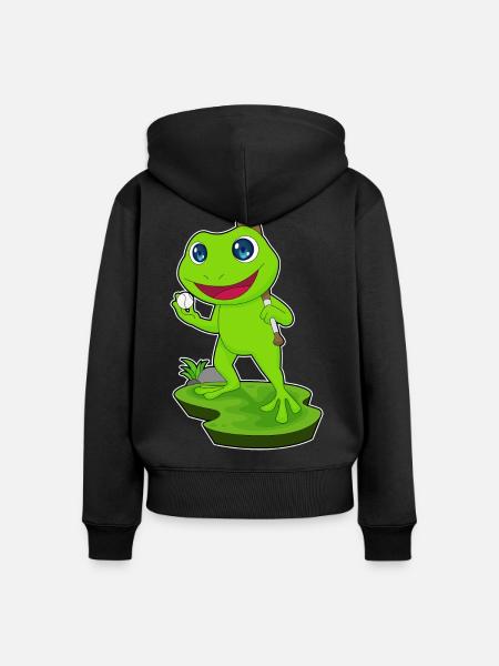 Frosch Baseball Baseballschläger Sport - Frauen Premium Bio Zip Hoodie - Schwarz