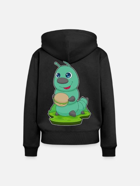 Raupe Cheeseburger - Frauen Premium Bio Zip Hoodie - Schwarz