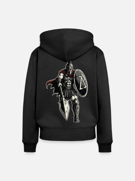 Veteran Spartan Combat Spear Shield Maskottchen - Frauen Premium Bio Zip Hoodie - Schwarz