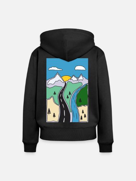 Gebirgsfluss Landschaft - Frauen Premium Bio Zip Hoodie - Schwarz