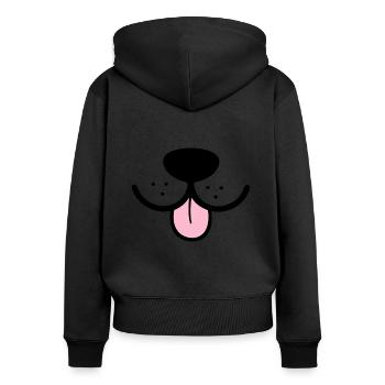 Chien drôle museau chien museau drôle masque - Sweat à capuche zippé Premium bio Femme - noir - Dos - Julia (174cm)