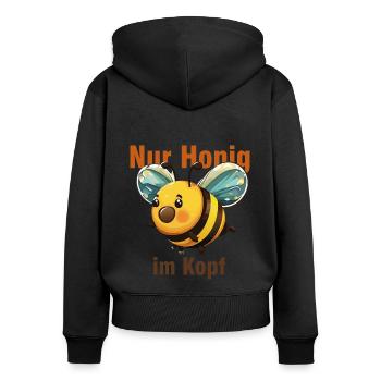 Babybiene mit nur Honig im Kopf - Frauen Premium Bio Zip Hoodie - Schwarz - Hinten - Julia (174cm)
