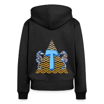 seepferdchen e 262 t - Frauen Premium Bio Zip Hoodie - Schwarz - Hinten - Julia (174cm)