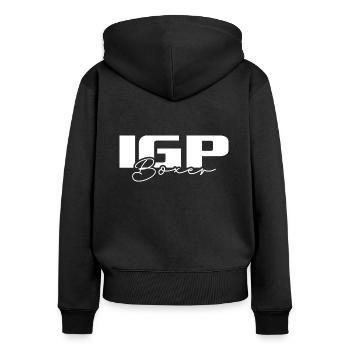 IGP BOXER Wilsigns Hundesport Hunde Hund Geschenke - Frauen Premium Bio Zip Hoodie - Schwarz - Hinten - Julia (174cm)
