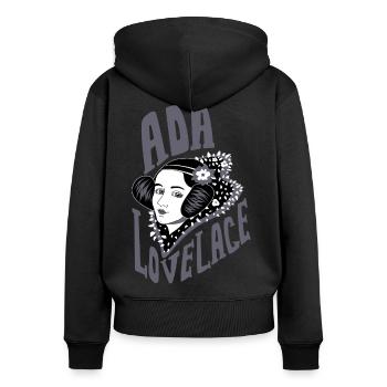 Ada Lovelace Grau - Inspirational Mathematician - Women's Premium Organic Zip Hoodie - black - Back - Julia (174cm)