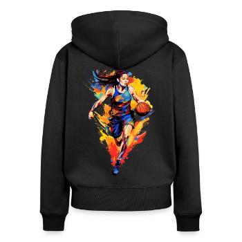 Basketball Frauen Basketballspielerin - Frauen Premium Bio Zip Hoodie - Schwarz - Hinten - Julia (174cm)