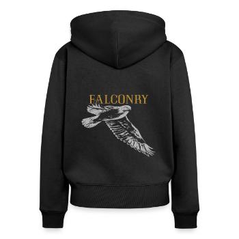 Fauconnerie Faucon pèlerin - Sweat à capuche zippé Premium bio Femme - noir - Dos - Julia (174cm)
