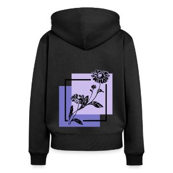 Blume - Frauen Premium Bio Zip Hoodie - Schwarz - Hinten - Julia (174cm)