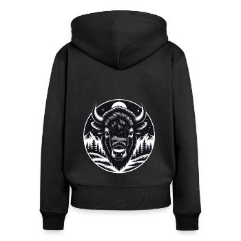Bison portrait proud bison bull - Women's Premium Organic Zip Hoodie - black - Back - Julia (174cm)