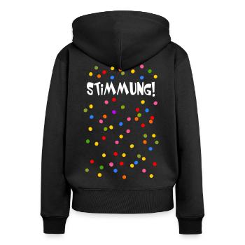 Stimmung Konfetti Fasching Karneval Silvester bunt - Frauen Premium Bio Zip Hoodie - Schwarz - Hinten - Julia (174cm)