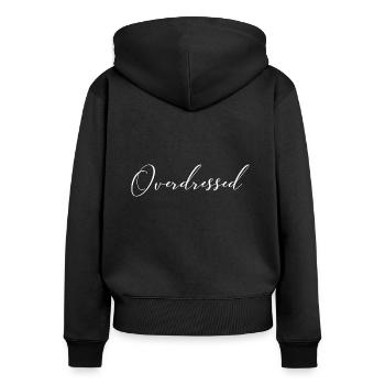 trop habillé - Sweat à capuche zippé Premium bio Femme - noir - Dos - Julia (174cm)